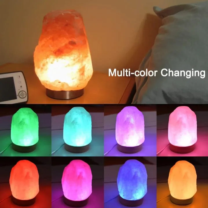 Premium Handcrafted Himalayan Salt Lamp – Crystal Rock, Wooden Base
