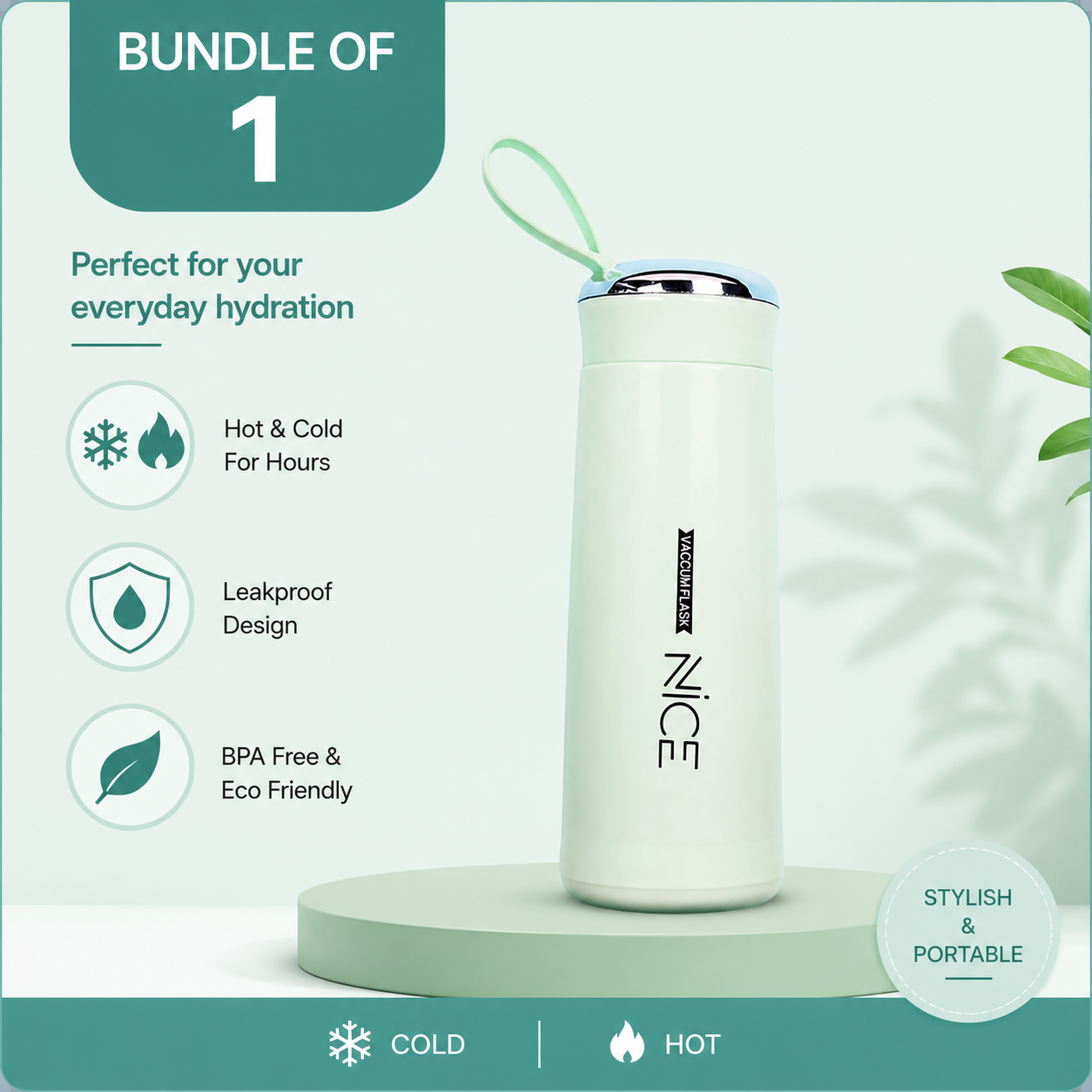 400ML Nice Portable Hot & Cold Water Bottle with Carry Strap