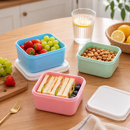 Pastel Fresh Keep Food Storage Container Set – Square Airtight Kitchen Boxes (3 Pack)