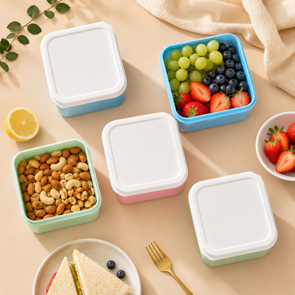 Pastel Fresh Keep Food Storage Container Set – Square Airtight Kitchen Boxes (3 Pack)
