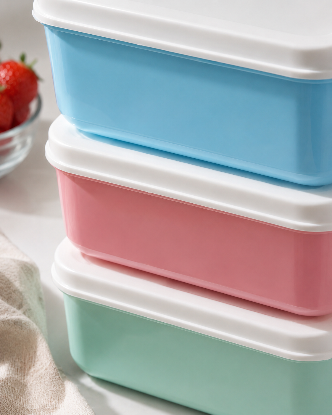 Pastel Fresh Keep Food Storage Container Set – Square Airtight Kitchen Boxes (3 Pack)