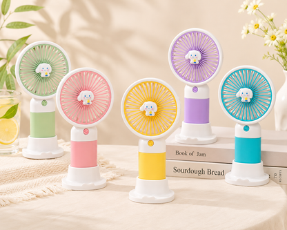 3 Mode Portable Mini Handheld Fan – Cute USB Rechargeable Cooling Fan