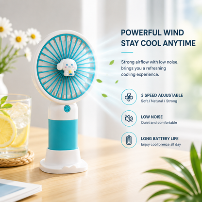 3 Mode Portable Mini Handheld Fan – Cute USB Rechargeable Cooling Fan