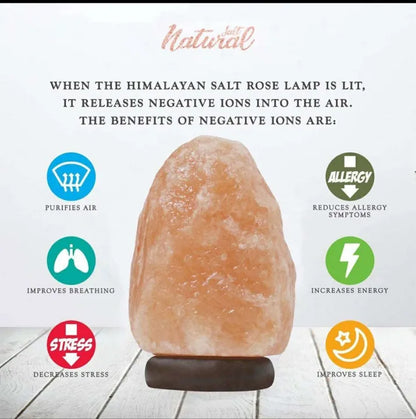 Premium Handcrafted Himalayan Salt Lamp – Crystal Rock, Wooden Base